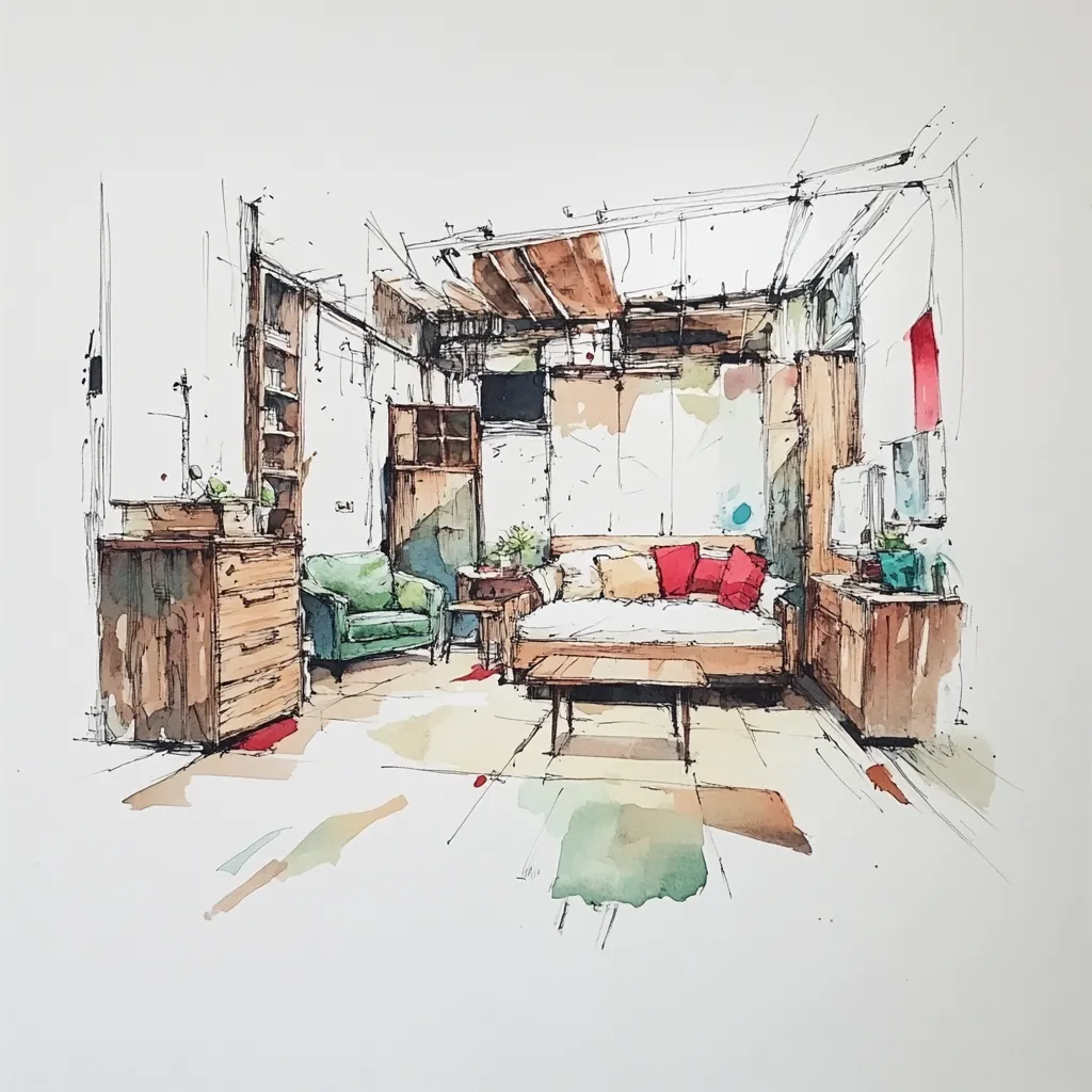 Small room with a couch, dresser, and coffee table