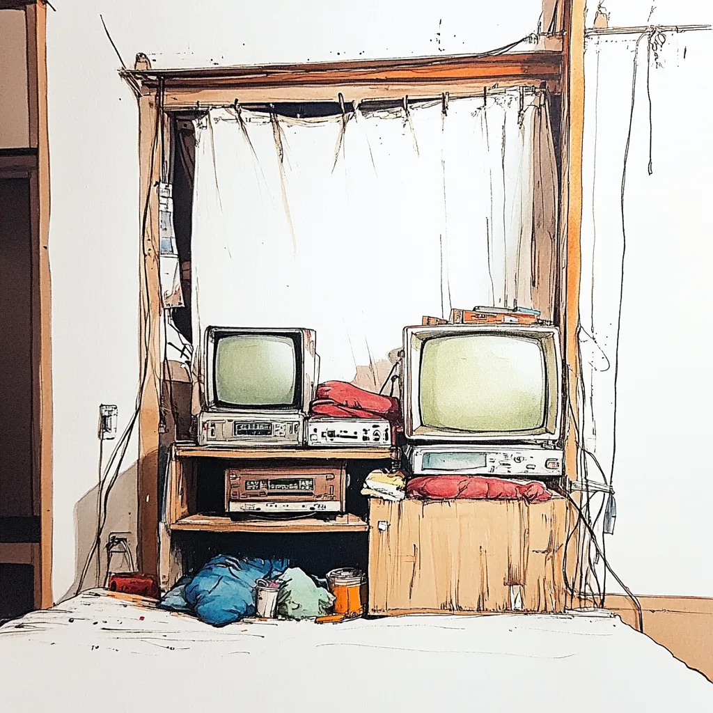 Old computer and tv, on old mattress