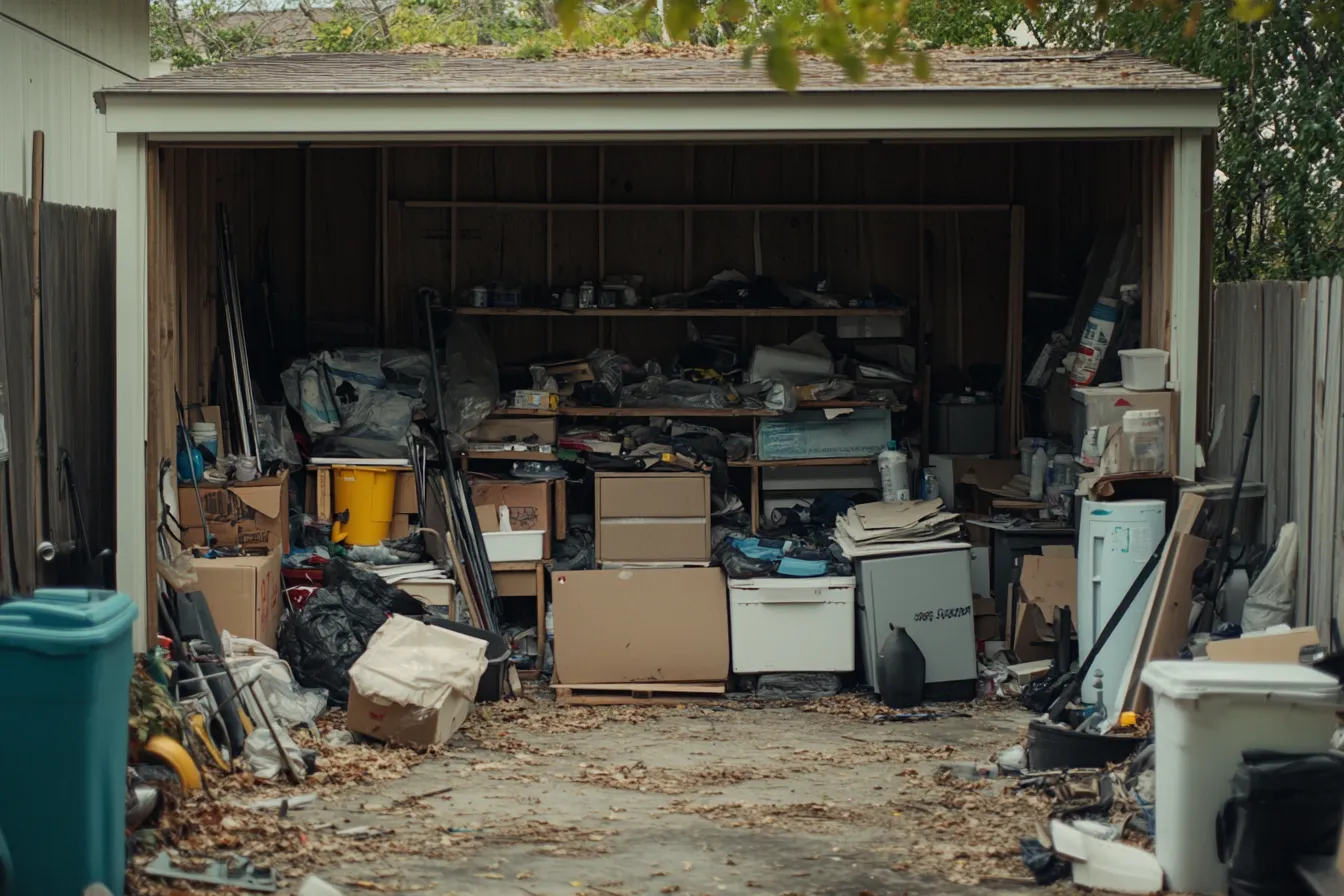 backyard filled with junk